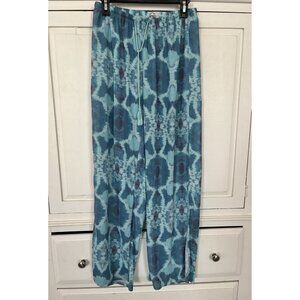 BEACH Wide Flare Leg Blue Swim Cover Up Pants Medium High Slit